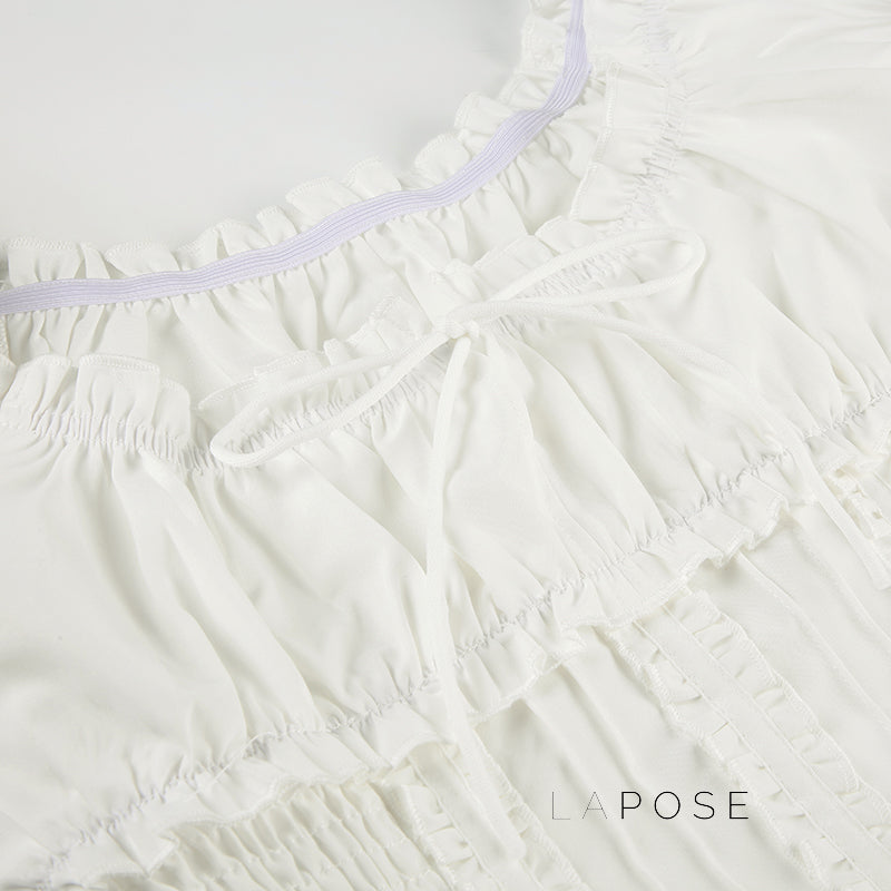 Marianna Puff Sleeve Smocked Crop Top