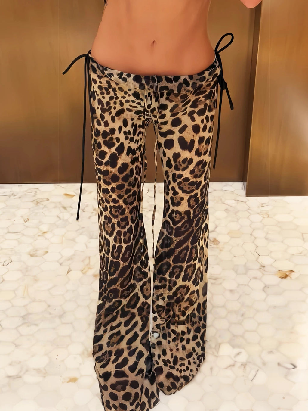 LaPose - Marielle Leopard Low Rise Flares