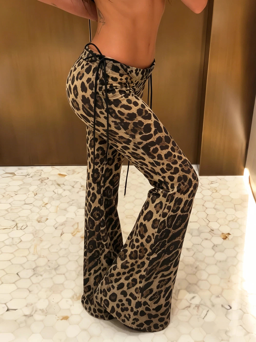 LaPose - Marielle Leopard Low Rise Flares