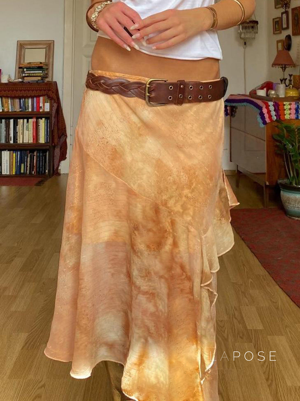 Markayla Dune Patchwork Ruffled Skirt [OYTC29OL]
