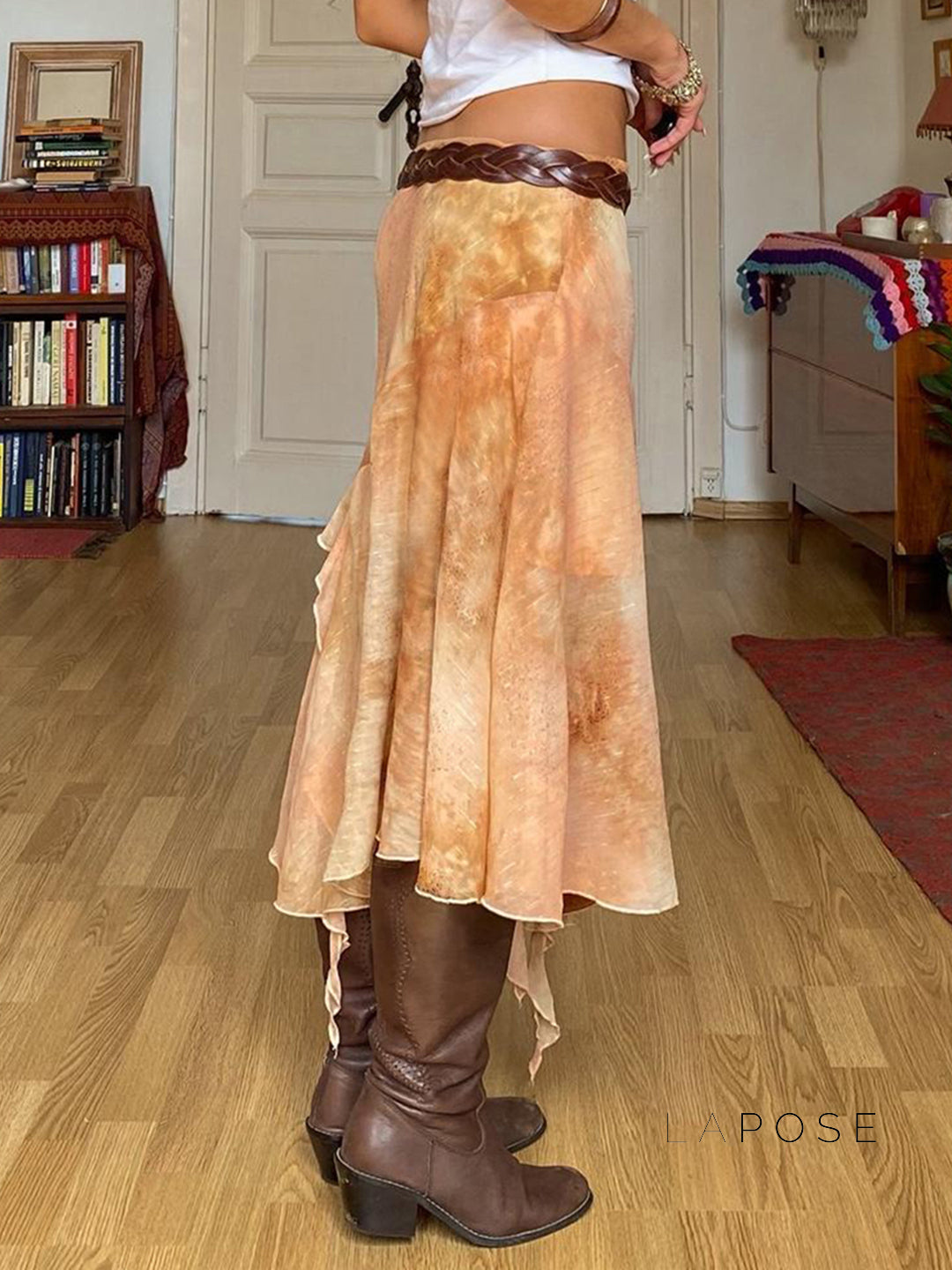 Markayla Dune Patchwork Ruffled Skirt [268Y2MUW]