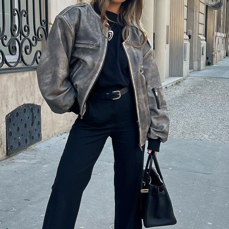 Martina Distressed Aviator Jacket [33S6GHWE]