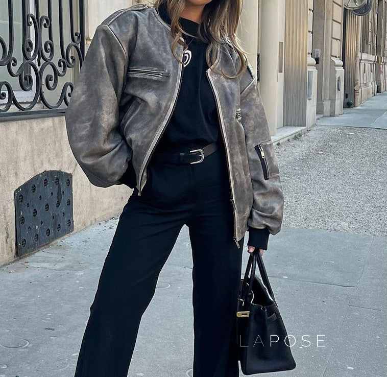 Martina Distressed Aviator Jacket [GLS55TM2]