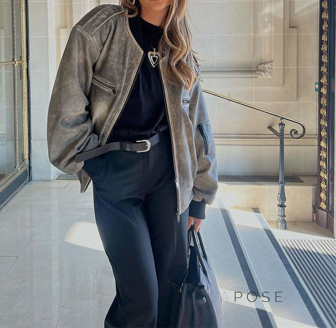 Martina Distressed Aviator Jacket [0IEC9TV8]