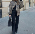 Martina Distressed Aviator Jacket [IHN4O409]
