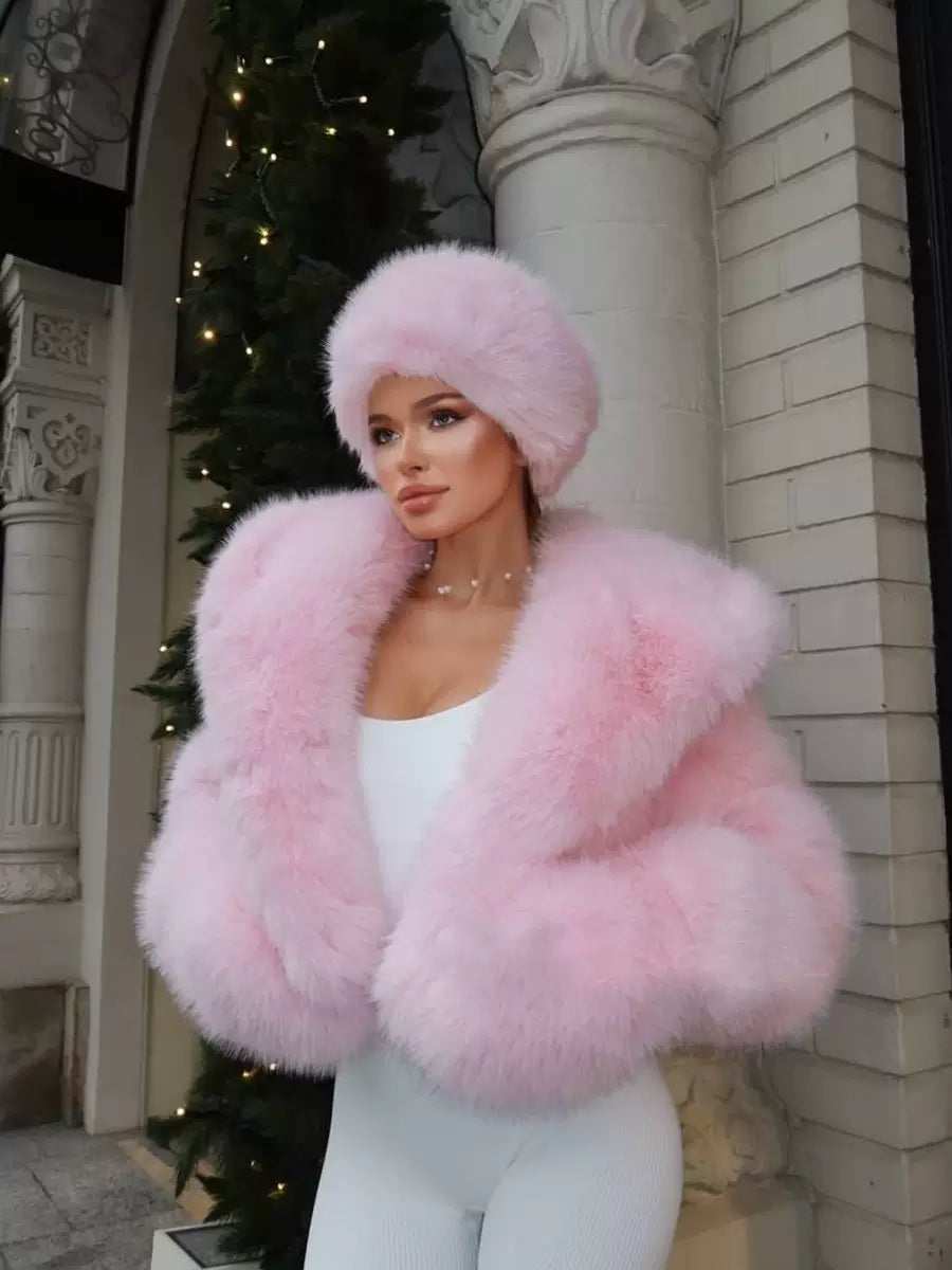 LaPose - Mary Pink Faux Fur Jacket - Pink Color