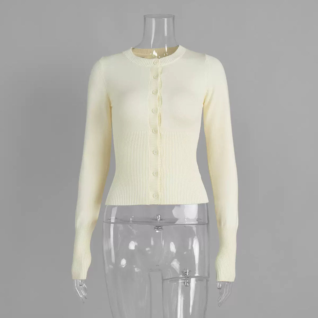 LaPose - Maryam Slim Fit Knit Cardigan - Apricot Color