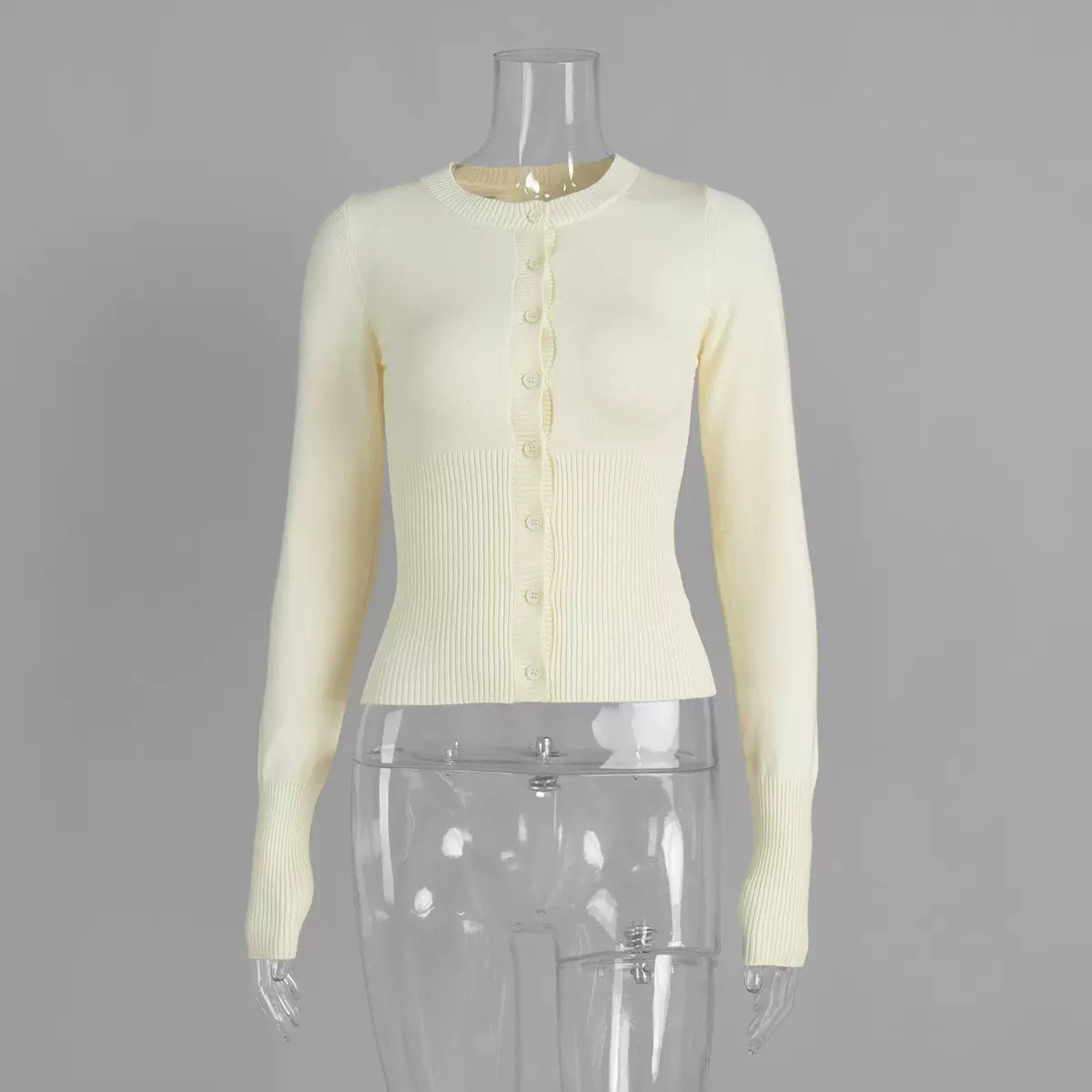 LaPose - Maryam Slim Fit Knit Cardigan - Apricot Color