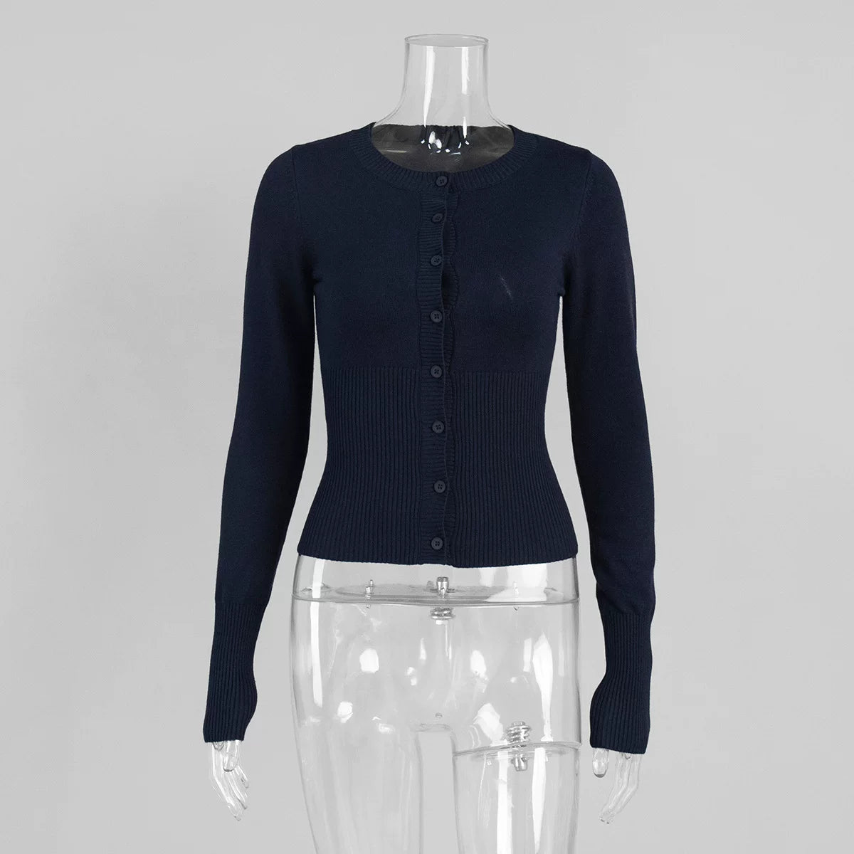 LaPose - Maryam Slim Fit Knit Cardigan - Navy Blue Color