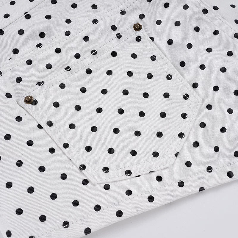 LaPose - Maureen Polka Dot Denim Shorts