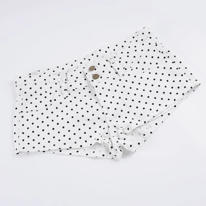 LaPose - Maureen Polka Dot Denim Shorts