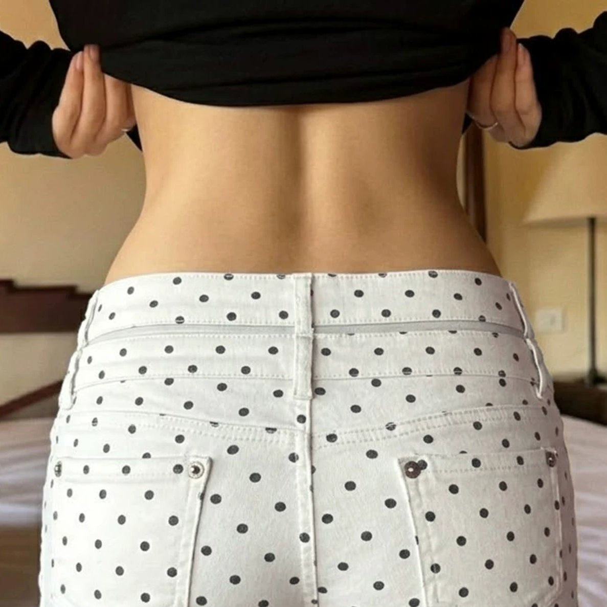 LaPose - Maureen Polka Dot Denim Shorts