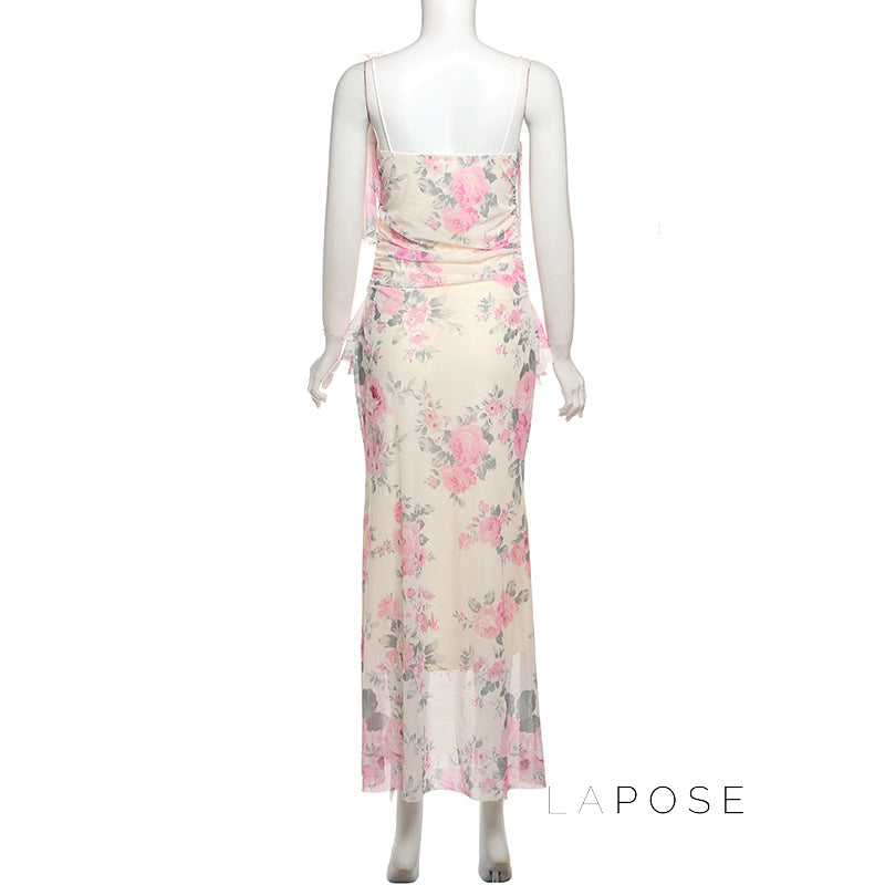 Maybree Mesh Ruffle Maxi Dress [HE9JIVJ1]