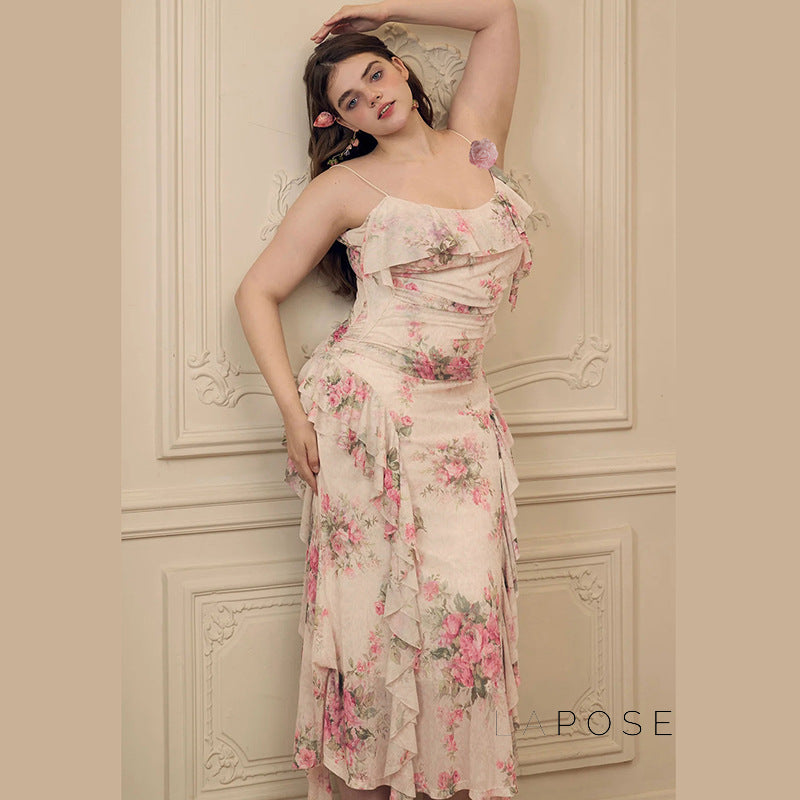 Maybree Mesh Ruffle Maxi Dress [5I4F1BD3]