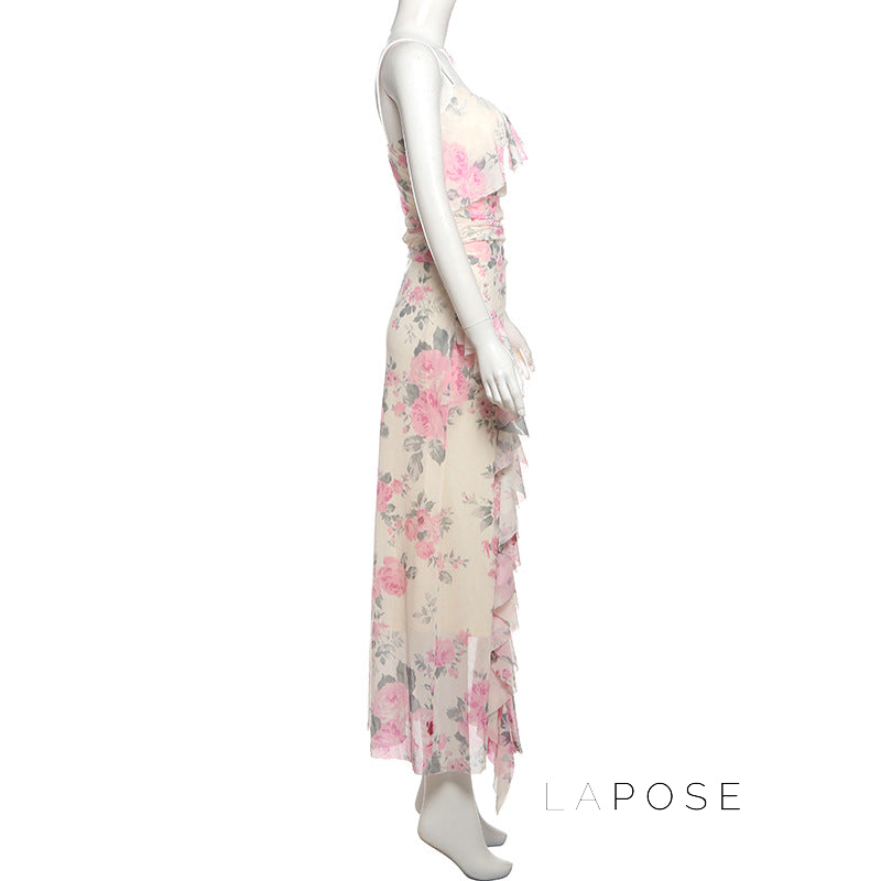Maybree Mesh Ruffle Maxi Dress [S4QZDKCJ]