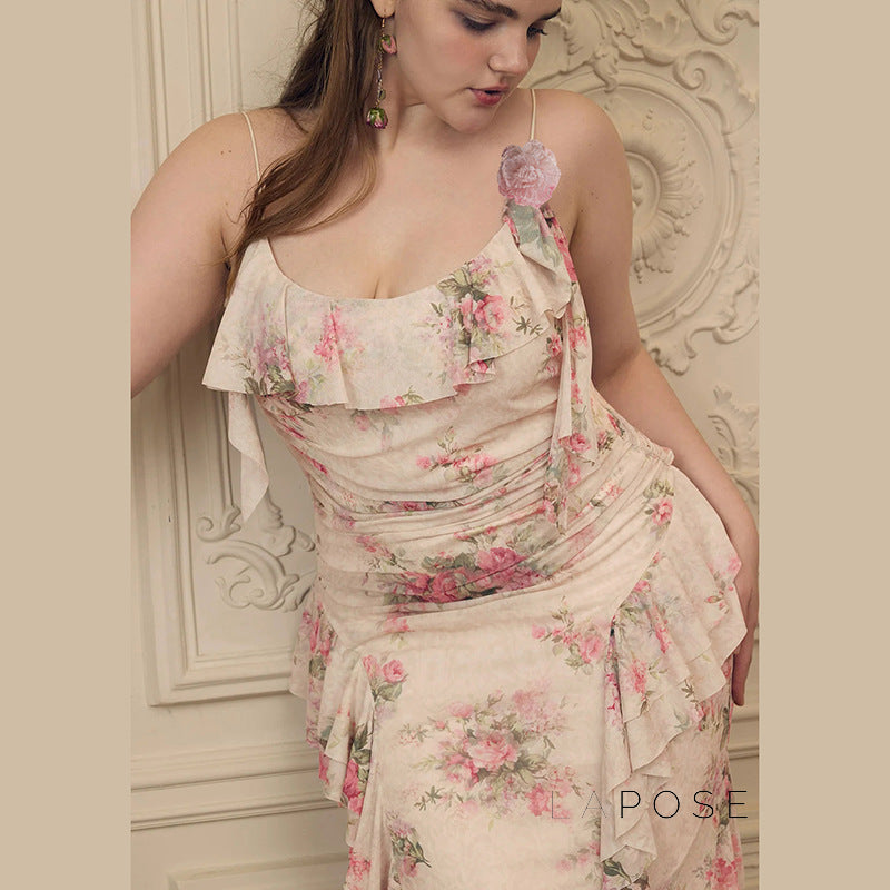 Maybree Mesh Ruffle Maxi Dress [KM5FUS4O]