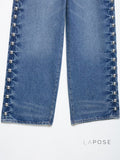 Mayleen Rivet Straight-Leg Jeans [WSAA694F]