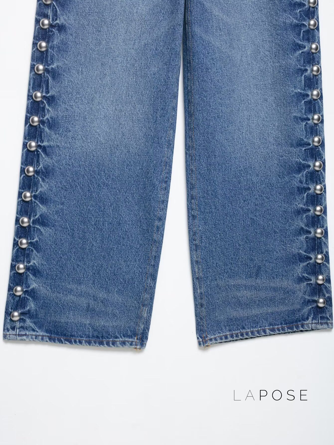 Mayleen Rivet Straight-Leg Jeans [WSAA694F]