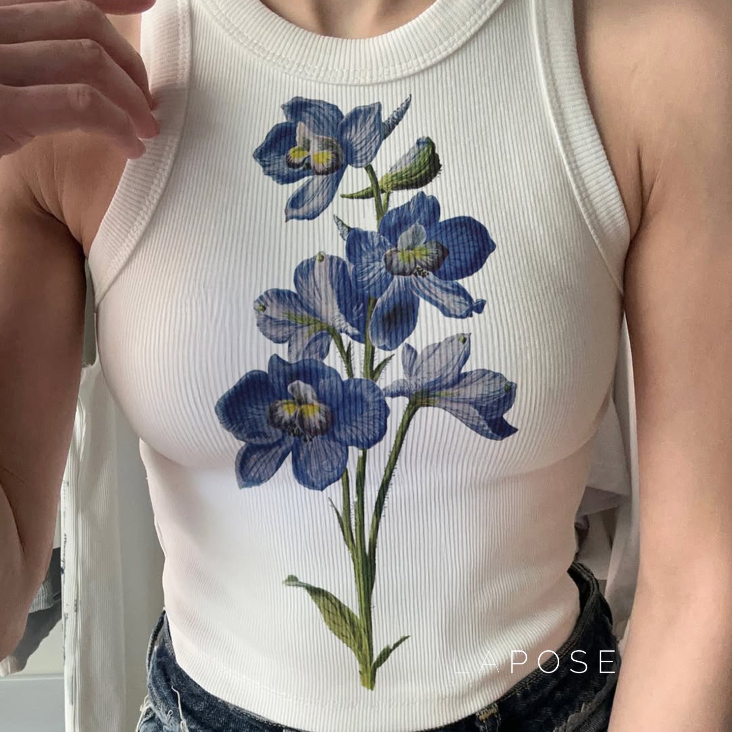 Maylen Floral Ribbed Crop Top