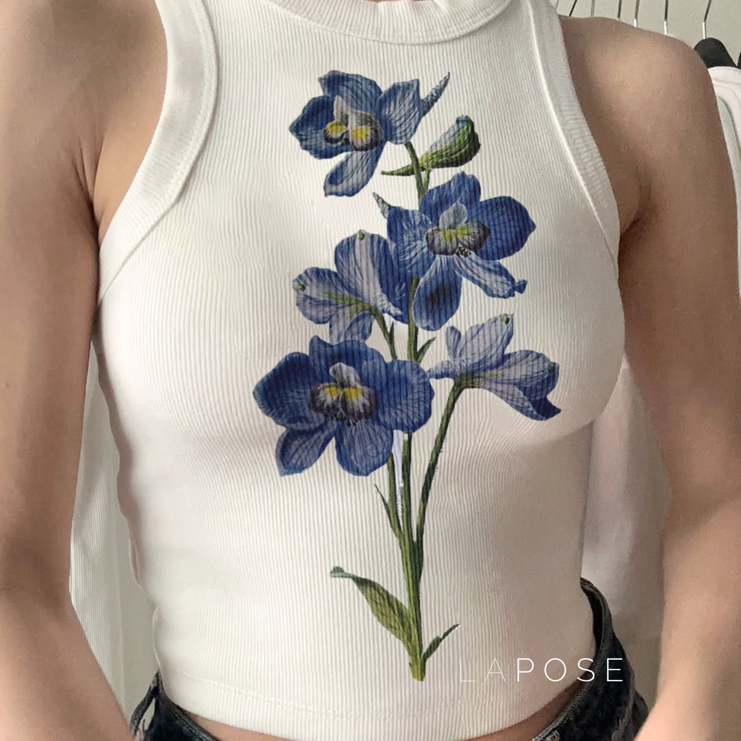 Maylen Floral Ribbed Crop Top
