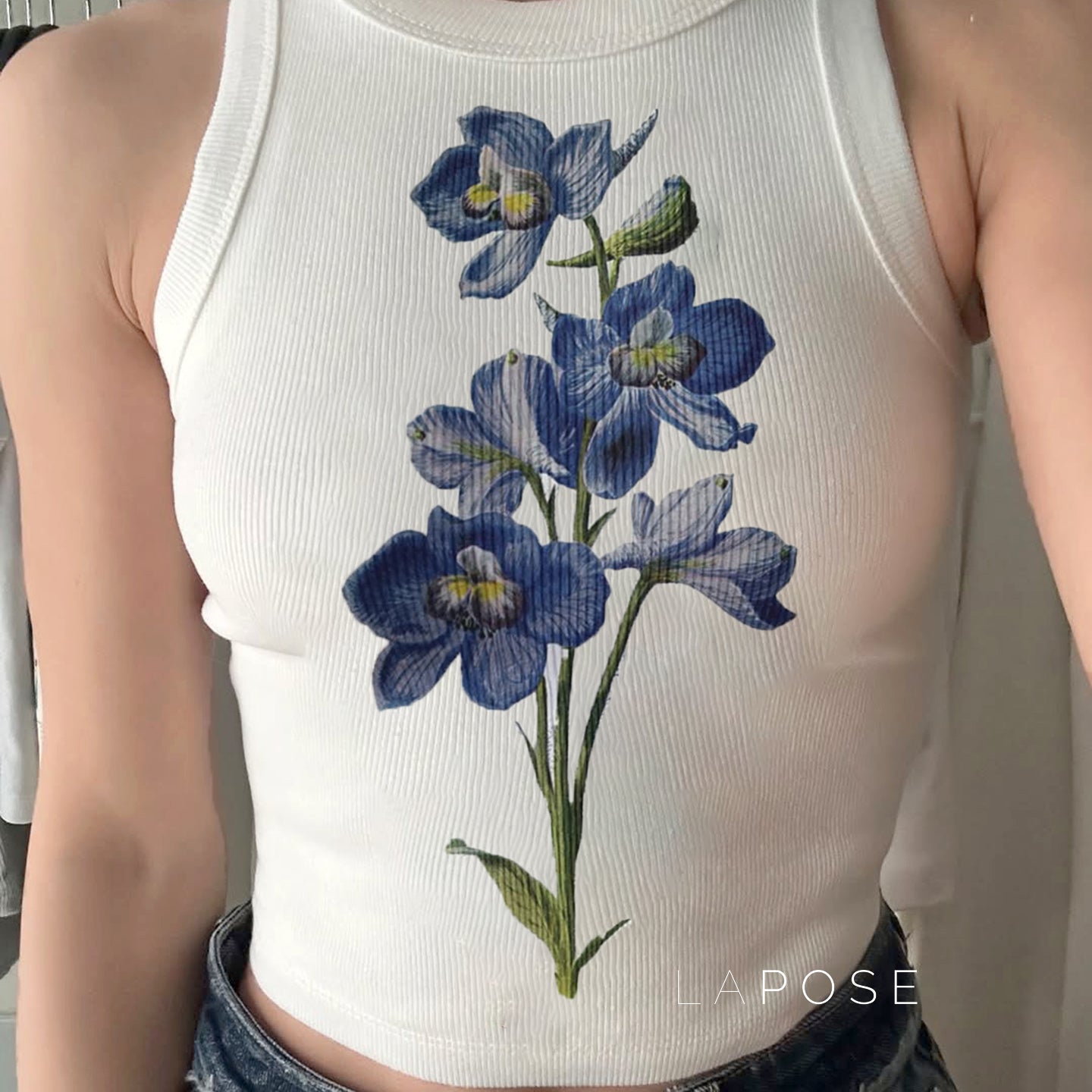 Maylen Floral Ribbed Crop Top