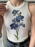 Maylen Floral Ribbed Crop Top