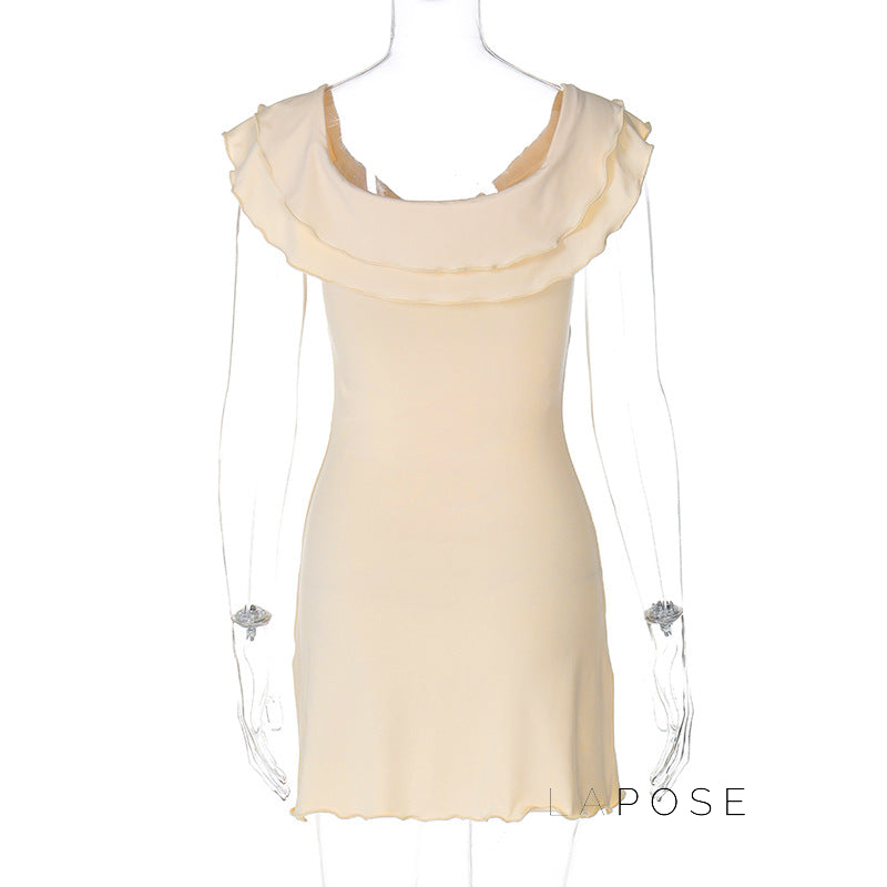 Mckenna V-Neck Ruffle Mini Dress [V07Z18FT]