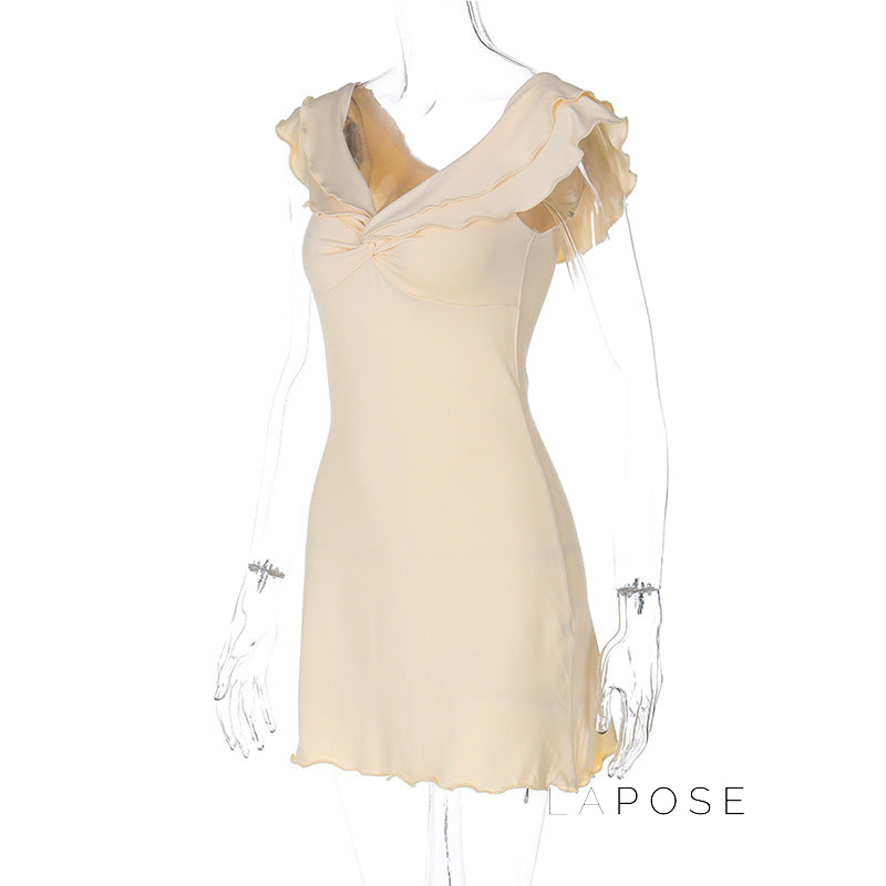 Mckenna V-Neck Ruffle Mini Dress [AQ0XGVH6]