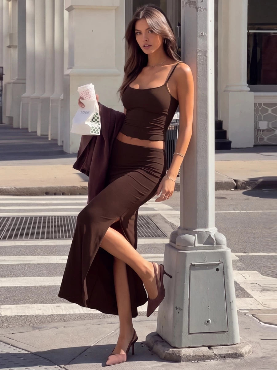 LaPose - Mckinlee Slit Maxi Skirt Set
