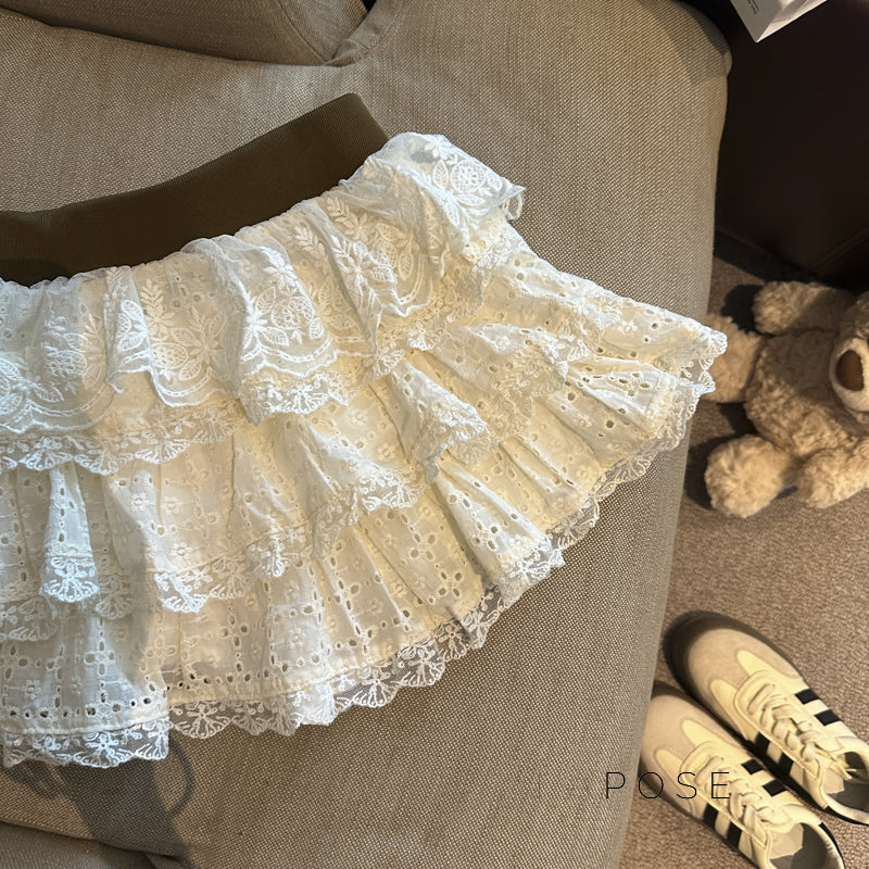 Meira Layered Ruffle Mini Skirt [X70XBB3A]