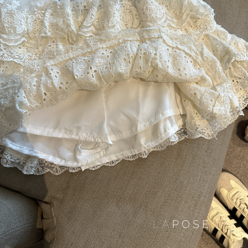 Meira Layered Ruffle Mini Skirt [WR1JKAEY]