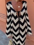 Meklit Lace-Up Colorblock Knit Maxi Dress [62HH8UM1]