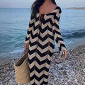 Meklit Lace-Up Colorblock Knit Maxi Dress [UFVXH99R]