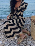 Meklit Lace-Up Colorblock Knit Maxi Dress [ZGGIQ6R1]