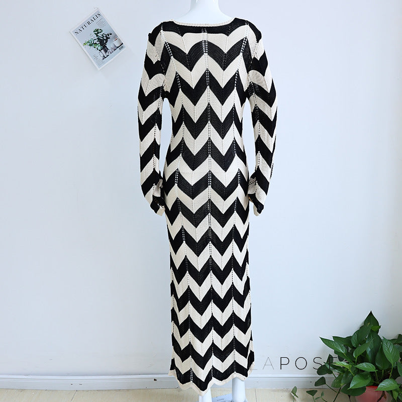 Meklit Lace-Up Colorblock Knit Maxi Dress [WRT6CLVE]