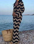 Meklit Lace-Up Colorblock Knit Maxi Dress [PL55Q14T]