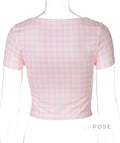 Mela Pink Plaid Crop Top [G66Z98D5]