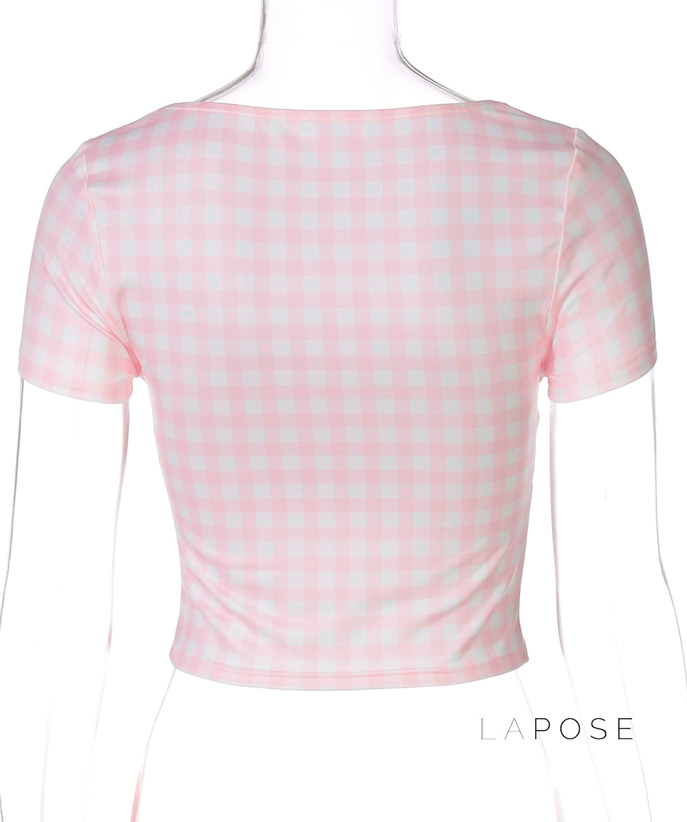 Mela Pink Plaid Crop Top [G66Z98D5]