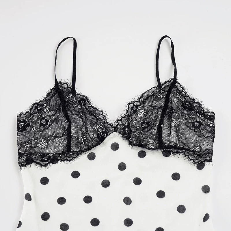 LaPose - Melanie Polka Dot Lace Mini Dress