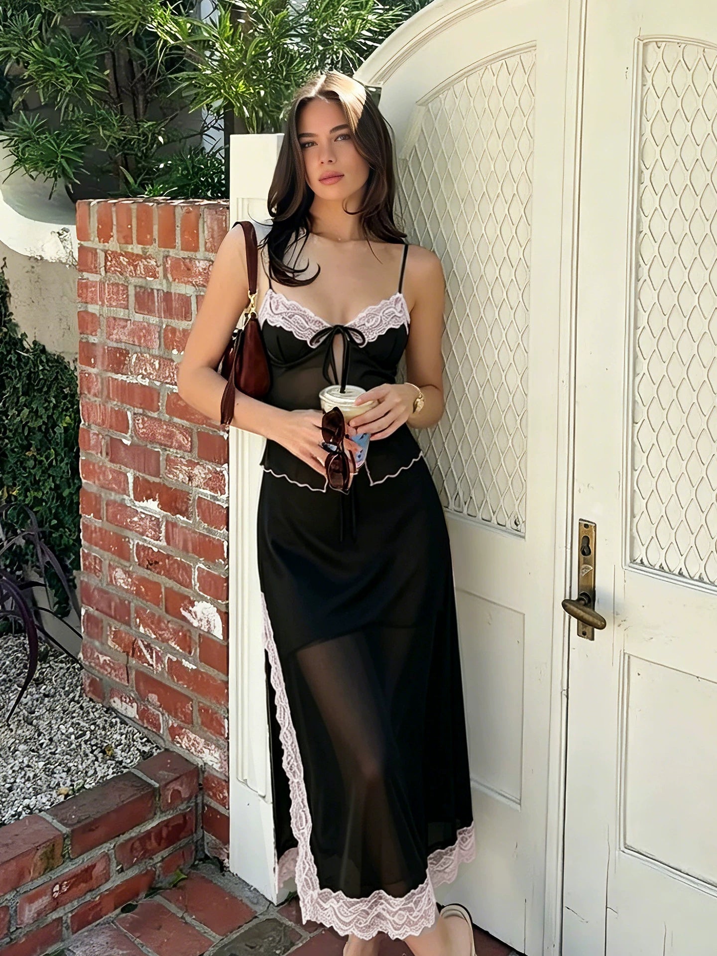 LaPose - Melanny Lace Trim Skirt Set