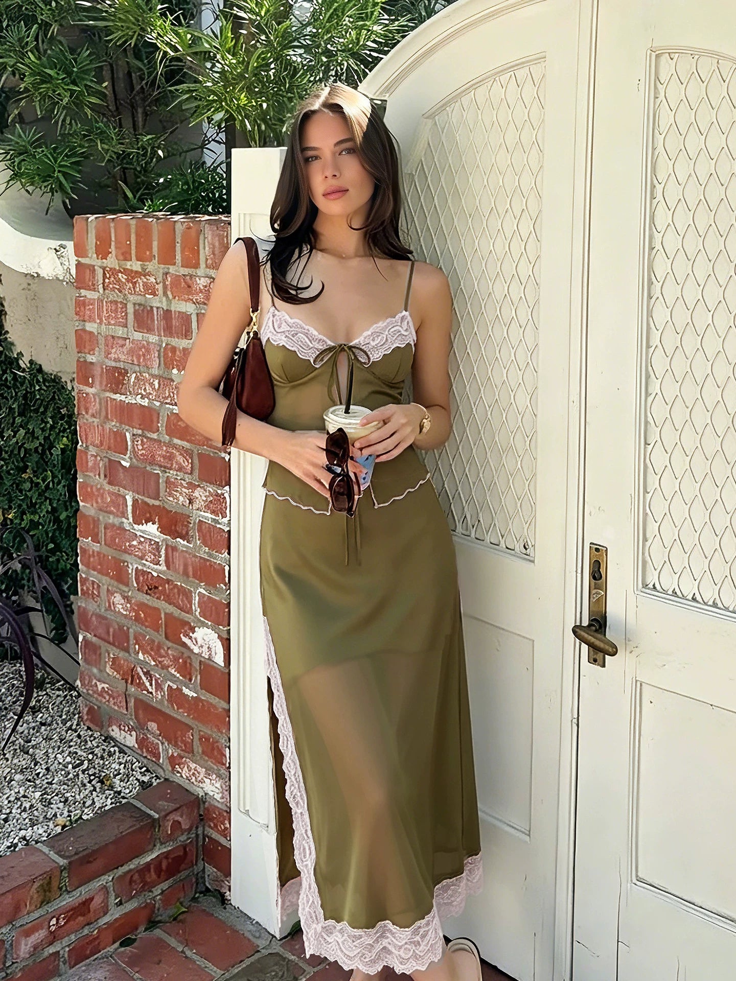 LaPose - Melanny Lace Trim Skirt Set