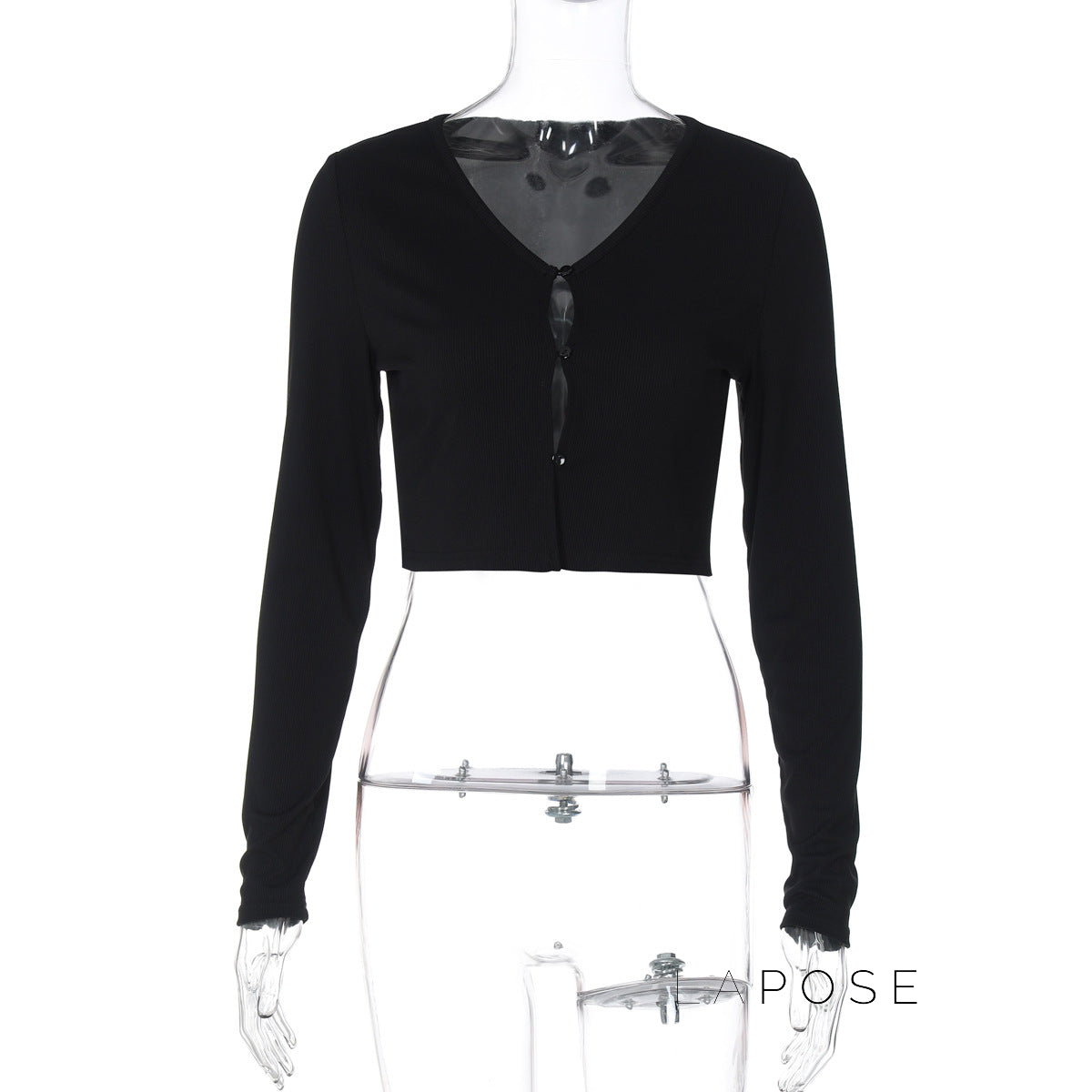 Mercedez Ribbed Button-Up Crop Top [TVNJ18X4]