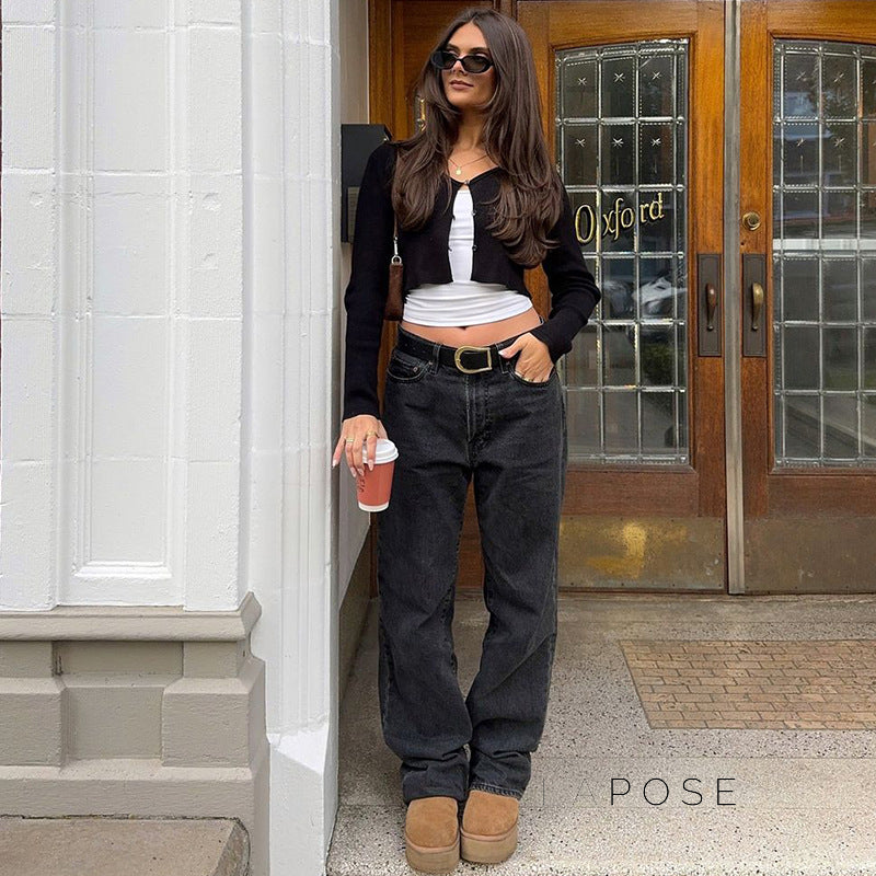 Mercedez Ribbed Button-Up Crop Top [0EBM45K9]