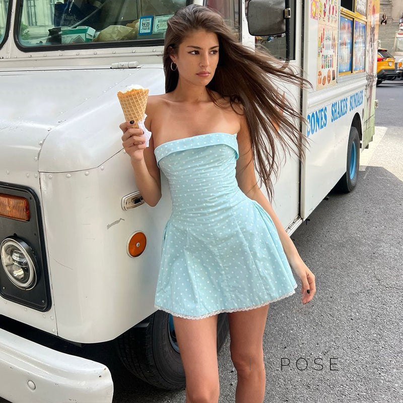 Merci Polka Dot Strapless Dress