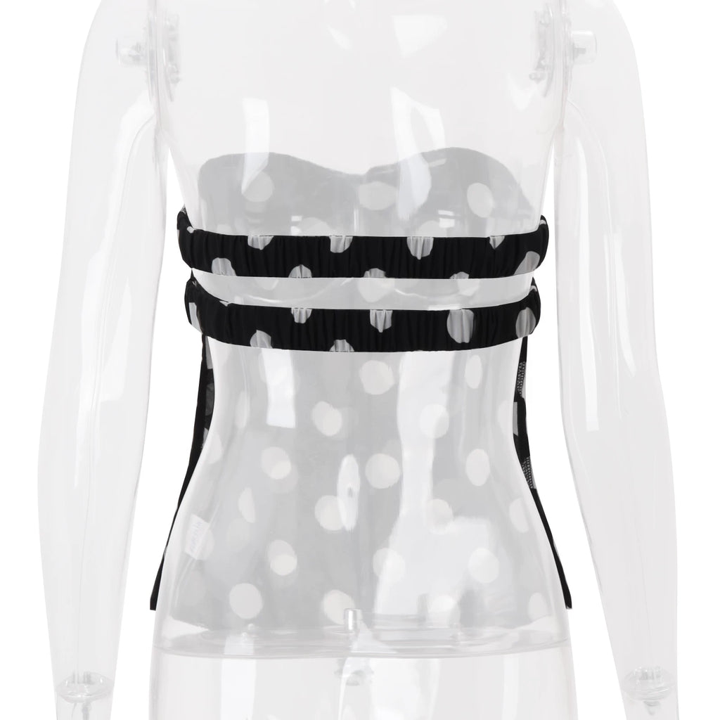 LaPose - Merritt Polka Dot Ruched Tube Top