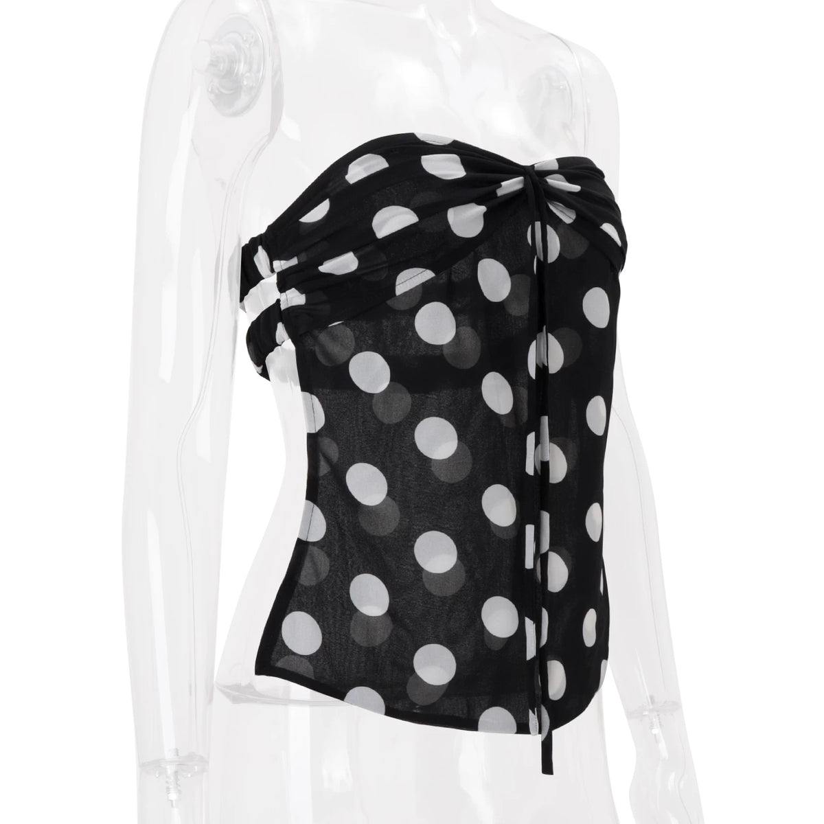 LaPose - Merritt Polka Dot Ruched Tube Top