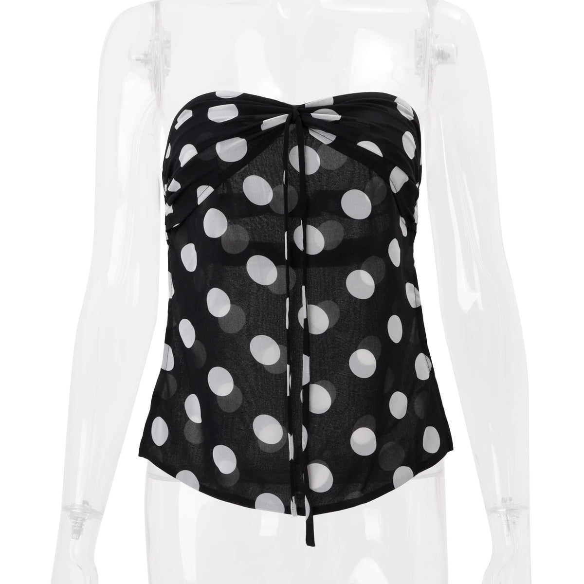 LaPose - Merritt Polka Dot Ruched Tube Top