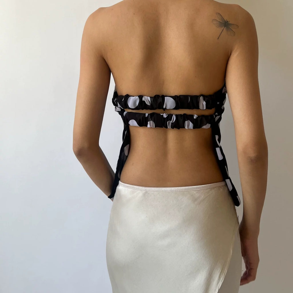 LaPose - Merritt Polka Dot Ruched Tube Top
