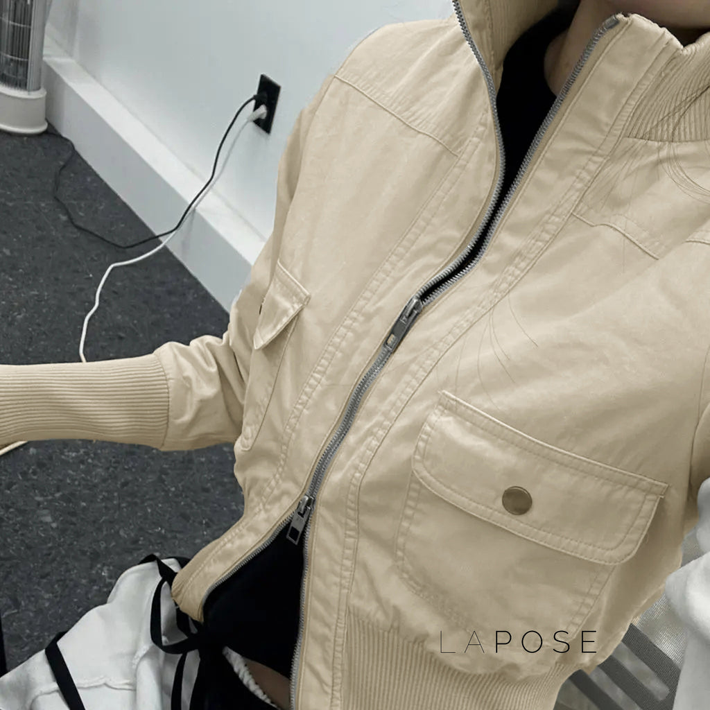 Miamor Ribbed Patchwork Utility Jacket [Y0GS045X]