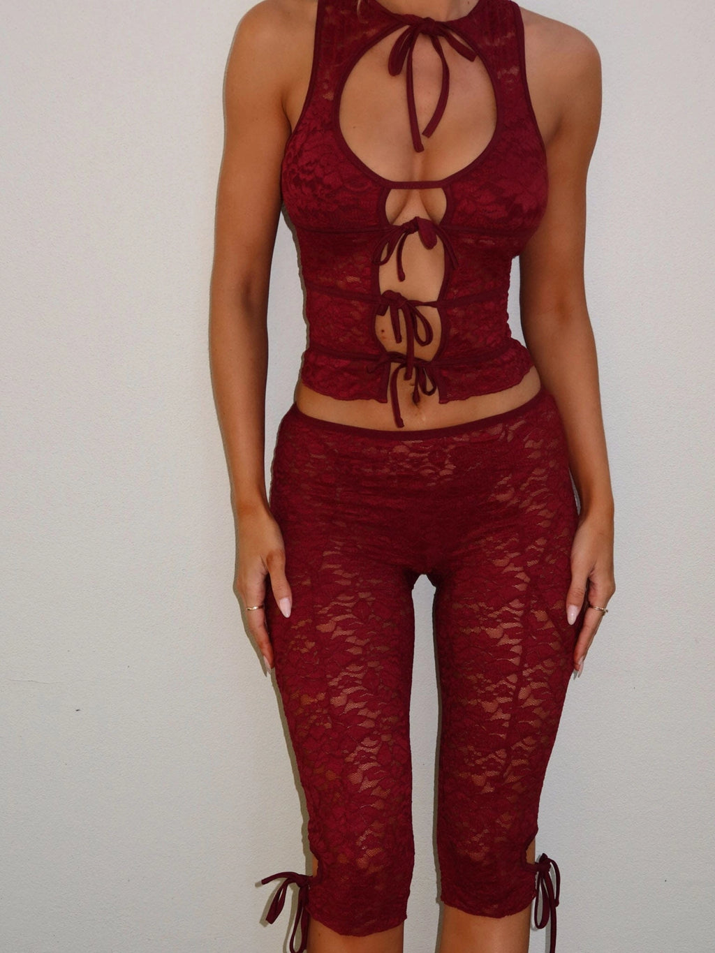 LaPose Mildred Floral Lace Capri Pants